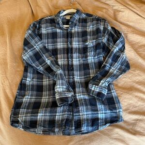 Savile Row Navy Plaid Button-Down Shirt L